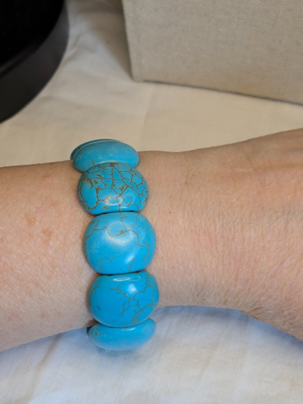 Chunky Turquoise‑Look Stone Stretch Bracelet